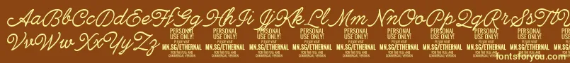 EthernallightPersonal Font – Yellow Fonts on Brown Background