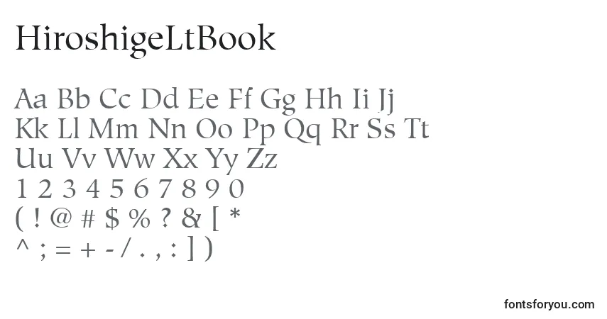 A fonte HiroshigeLtBook – alfabeto, números, caracteres especiais