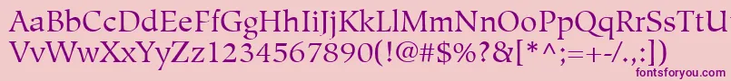 Czcionka HiroshigeLtBook – fioletowe czcionki na różowym tle