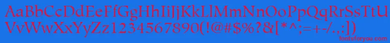 HiroshigeLtBook Font – Red Fonts on Blue Background