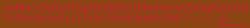 HiroshigeLtBook-Schriftart – Rote Schriften auf braunem Hintergrund
