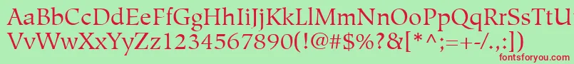 フォントHiroshigeLtBook – 赤い文字の緑の背景