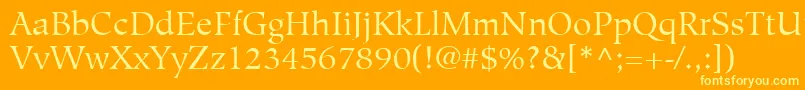 HiroshigeLtBook-Schriftart – Gelbe Schriften auf orangefarbenem Hintergrund