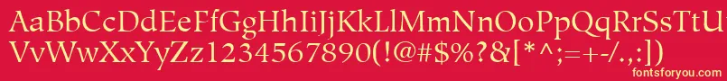 HiroshigeLtBook Font – Yellow Fonts on Red Background
