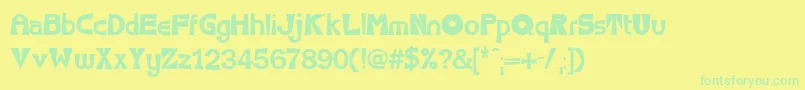 SeventyFlares-Schriftart – Grüne Schriften auf gelbem Hintergrund