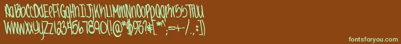 Jennabold Font – Green Fonts on Brown Background