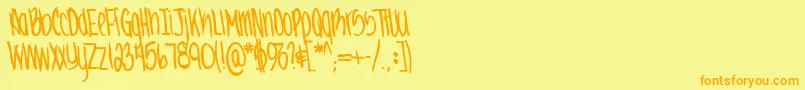 フォントJennabold – オレンジの文字が黄色の背景にあります。
