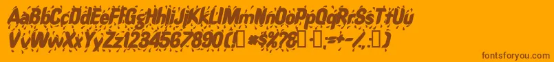 RaindancesskBolditalic-Schriftart – Braune Schriften auf orangefarbenem Hintergrund