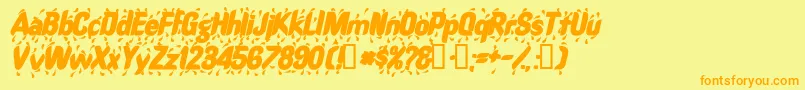 RaindancesskBolditalic-fontti – oranssit fontit keltaisella taustalla