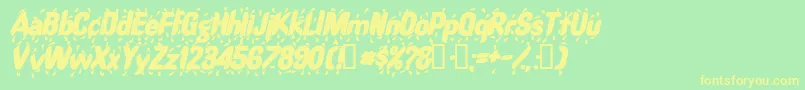 RaindancesskBolditalic-Schriftart – Gelbe Schriften auf grünem Hintergrund