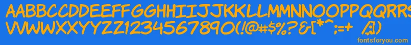 KomikaHand Font – Orange Fonts on Blue Background