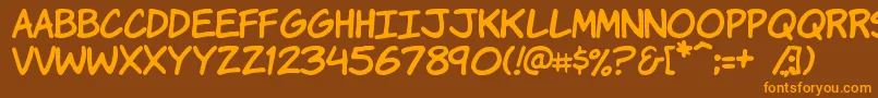 KomikaHand Font – Orange Fonts on Brown Background