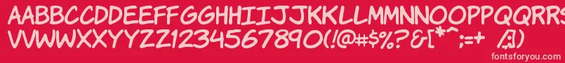 KomikaHand Font – Pink Fonts on Red Background