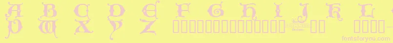 KingXmasTrial-Schriftart – Rosa Schriften auf gelbem Hintergrund