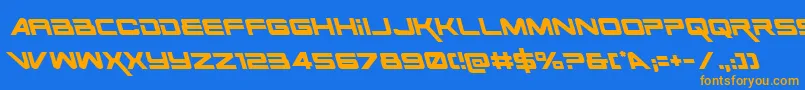 SpaceRangerLeftalic Font – Orange Fonts on Blue Background