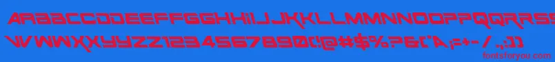 SpaceRangerLeftalic Font – Red Fonts on Blue Background