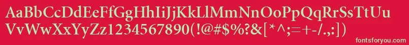 MinionCyrillicSemibold Font – Green Fonts on Red Background