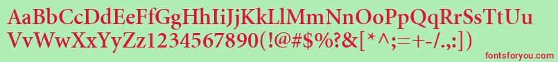 MinionCyrillicSemibold Font – Red Fonts on Green Background