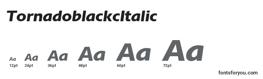 Размеры шрифта TornadoblackcItalic