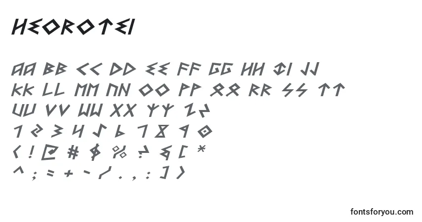 A fonte Heorotei – alfabeto, números, caracteres especiais