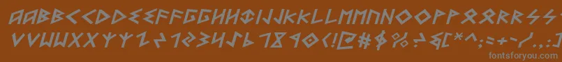 Heorotei-fontti – harmaat kirjasimet ruskealla taustalla