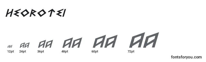 Größen der Schriftart Heorotei