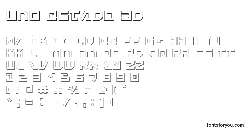 Czcionka Uno Estado 3D – alfabet, cyfry, specjalne znaki