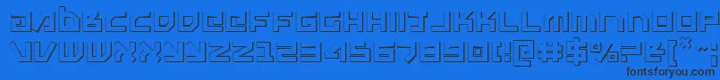 Uno Estado 3D-Schriftart – Schwarze Schriften auf blauem Hintergrund