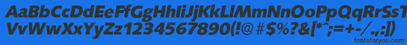 Шрифт SaxonyserialXboldItalic – чёрные шрифты на синем фоне