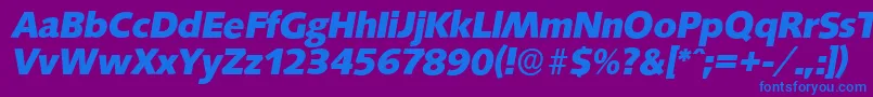 SaxonyserialXboldItalic-Schriftart – Blaue Schriften auf violettem Hintergrund