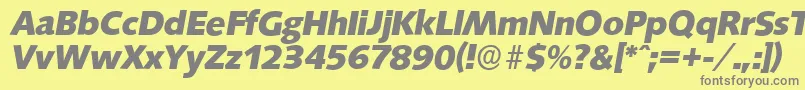 SaxonyserialXboldItalic-fontti – harmaat kirjasimet keltaisella taustalla