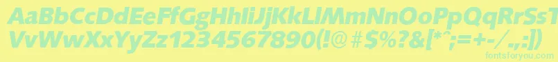 SaxonyserialXboldItalic Font – Green Fonts on Yellow Background