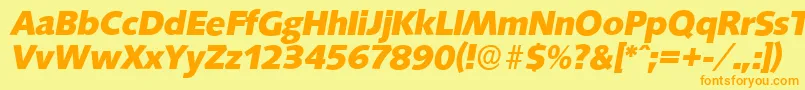 SaxonyserialXboldItalic-fontti – oranssit fontit keltaisella taustalla