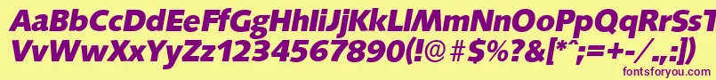 SaxonyserialXboldItalic-Schriftart – Violette Schriften auf gelbem Hintergrund