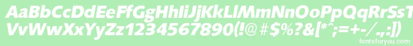 SaxonyserialXboldItalic-fontti – valkoiset fontit vihreällä taustalla