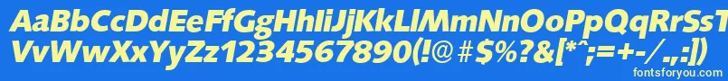 SaxonyserialXboldItalic Font – Yellow Fonts on Blue Background