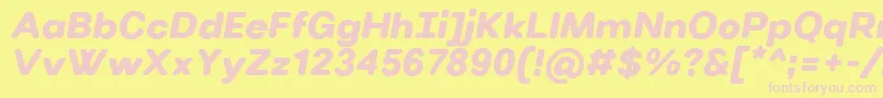VillerayroundedUltrabolditalic-fontti – vaaleanpunaiset fontit keltaisella taustalla