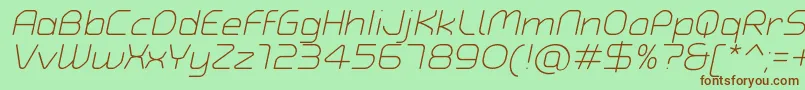 TypoAngularRoundedLightItalicDemo Font – Brown Fonts on Green Background