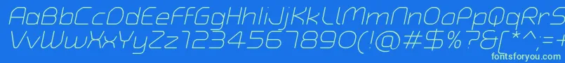 TypoAngularRoundedLightItalicDemo Font – Green Fonts on Blue Background