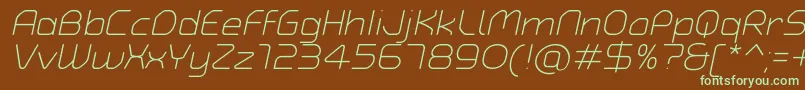 TypoAngularRoundedLightItalicDemo Font – Green Fonts on Brown Background