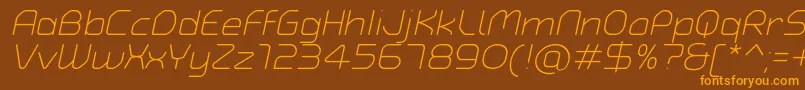 TypoAngularRoundedLightItalicDemo-Schriftart – Orangefarbene Schriften auf braunem Hintergrund