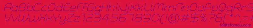 TypoAngularRoundedLightItalicDemo Font – Purple Fonts on Red Background