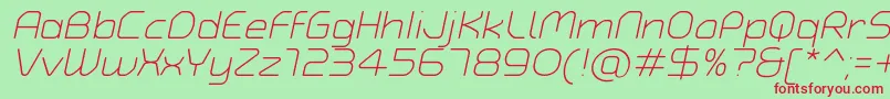 TypoAngularRoundedLightItalicDemo Font – Red Fonts on Green Background