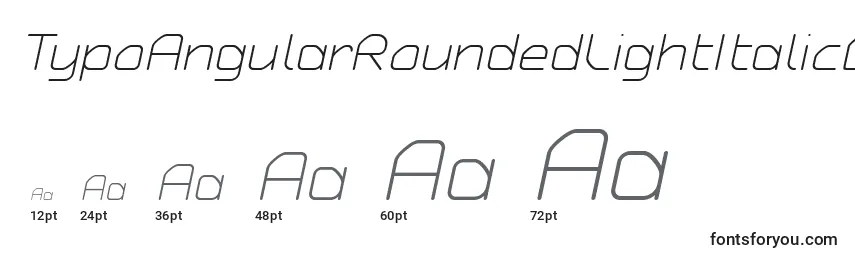 Размеры шрифта TypoAngularRoundedLightItalicDemo