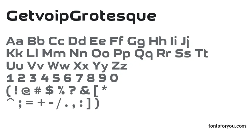 A fonte GetvoipGrotesque – alfabeto, números, caracteres especiais