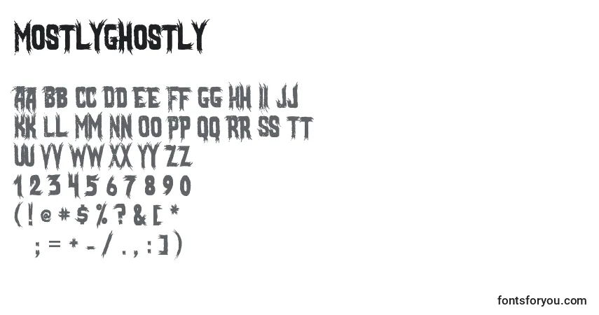 MostlyGhostly-fontti – aakkoset, numerot, erikoismerkit