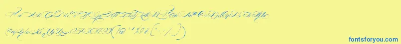 FontaineDeDiamant Font – Blue Fonts on Yellow Background