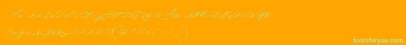 FontaineDeDiamant-Schriftart – Grüne Schriften auf orangefarbenem Hintergrund