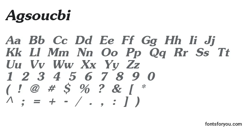 Czcionka Agsoucbi – alfabet, cyfry, specjalne znaki