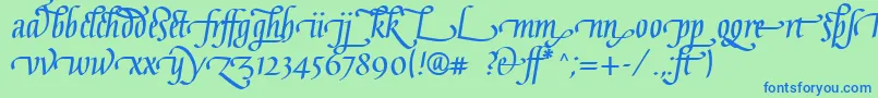GaiusLtBoldLigatures-fontti – siniset fontit vihreällä taustalla